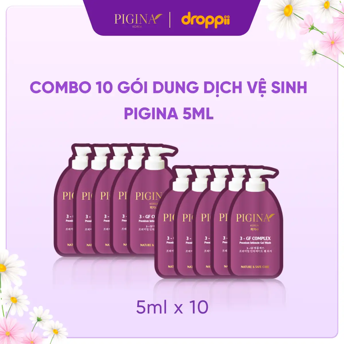 Dung Dịch Vệ Sinh Pigina 10 Gói X 5ml - Pigina Intimate Gel Wash - 1Mall.vn