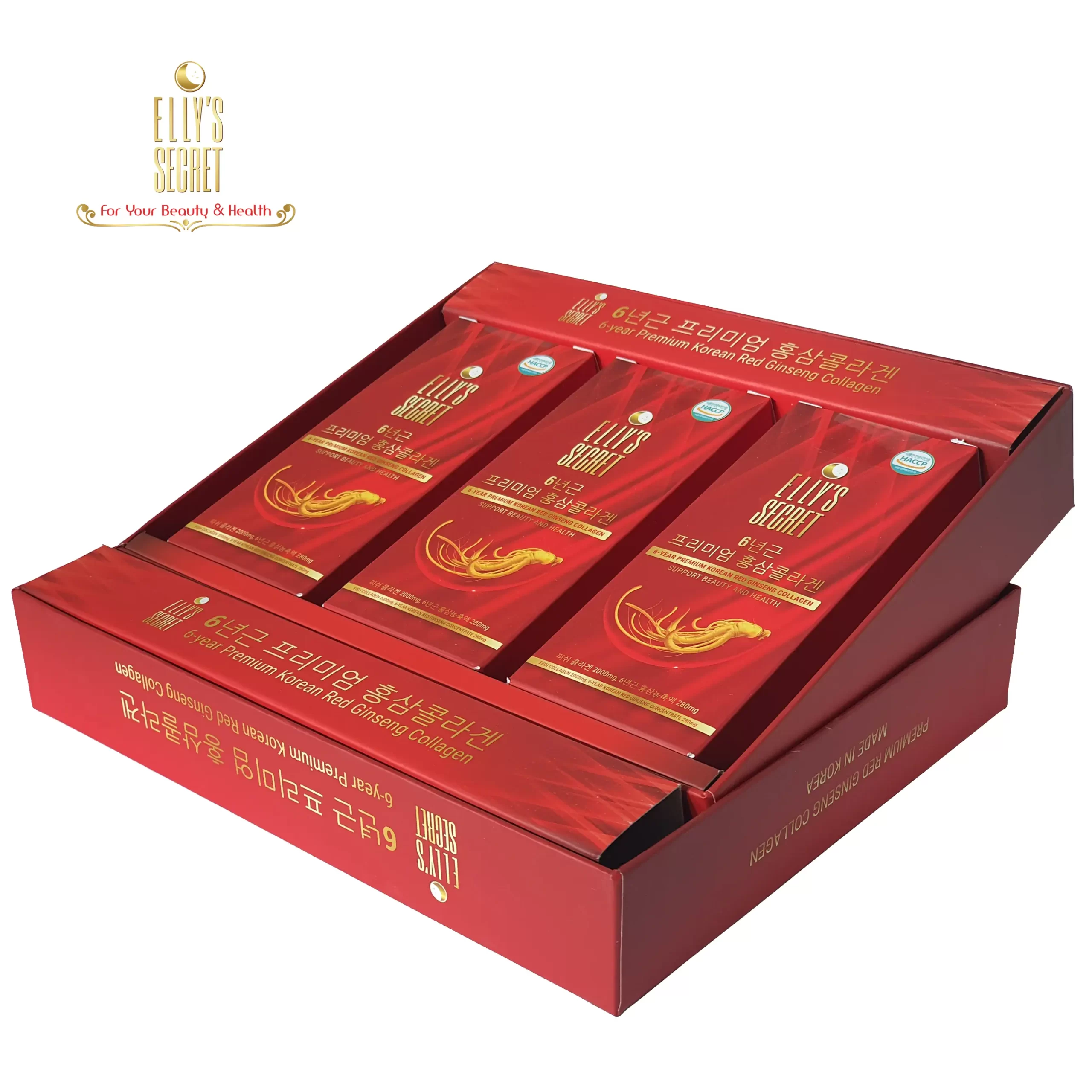 Bên Trong Hộp Hồng Sâm Collagen Cao Cấp Hàn Quốc Hộp 30 Gói X 10ml - 1shop.com.vn