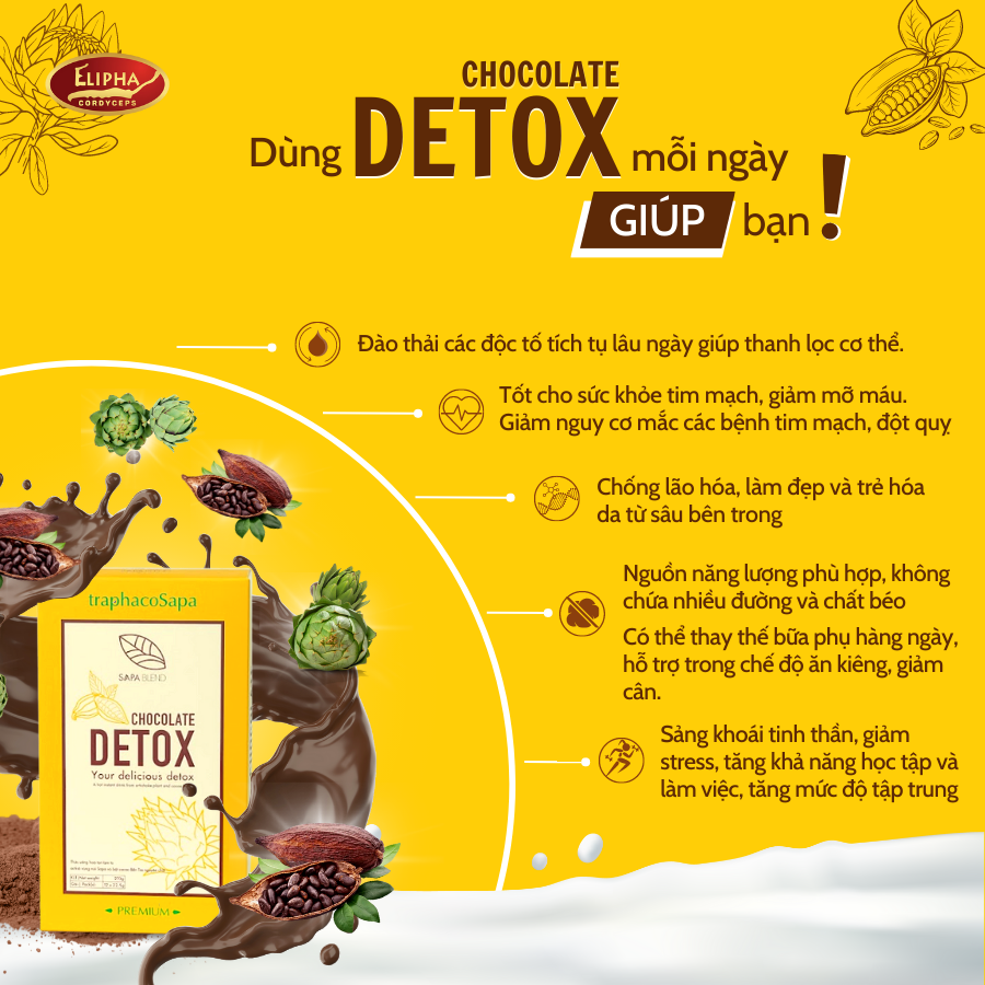 Công dụng Chocolate Detox Elipha - 1shop.com.vn