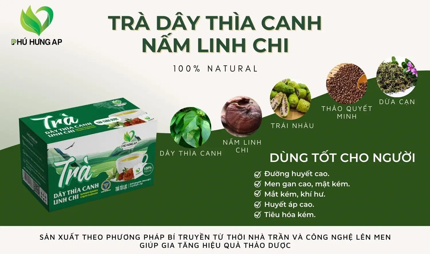 Thành phần và công dụng Trà Dây Thìa Canh Linh Chi AP Phú Hưng chính hãng giá tốt - 1shop.com.vn