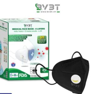 Khẩu trang y tế BV3T kháng khuẩn màu đen (có van)