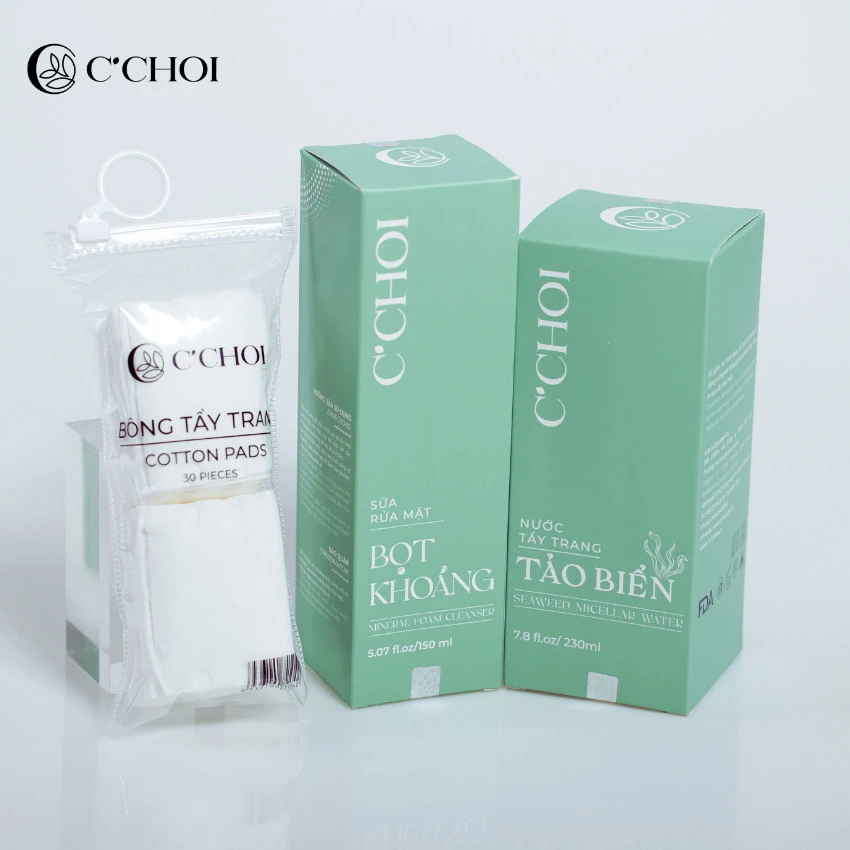 Khuyến mãi từ PDP Punar - Mua sữa rửa mặt bọt khoáng C' Choi và nước tẩy trang Tảo biển C'Choi tặng 01 bông tẩy trang C Choi chính hãng giá rẻ - 1Shop.com.vn
