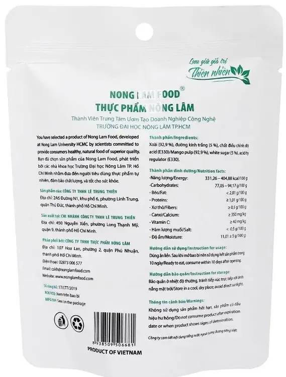 Thông Tin Bao Bì Xoài Sấy Dẻo Nông Lâm Food 50gr - 1shop.com.vn