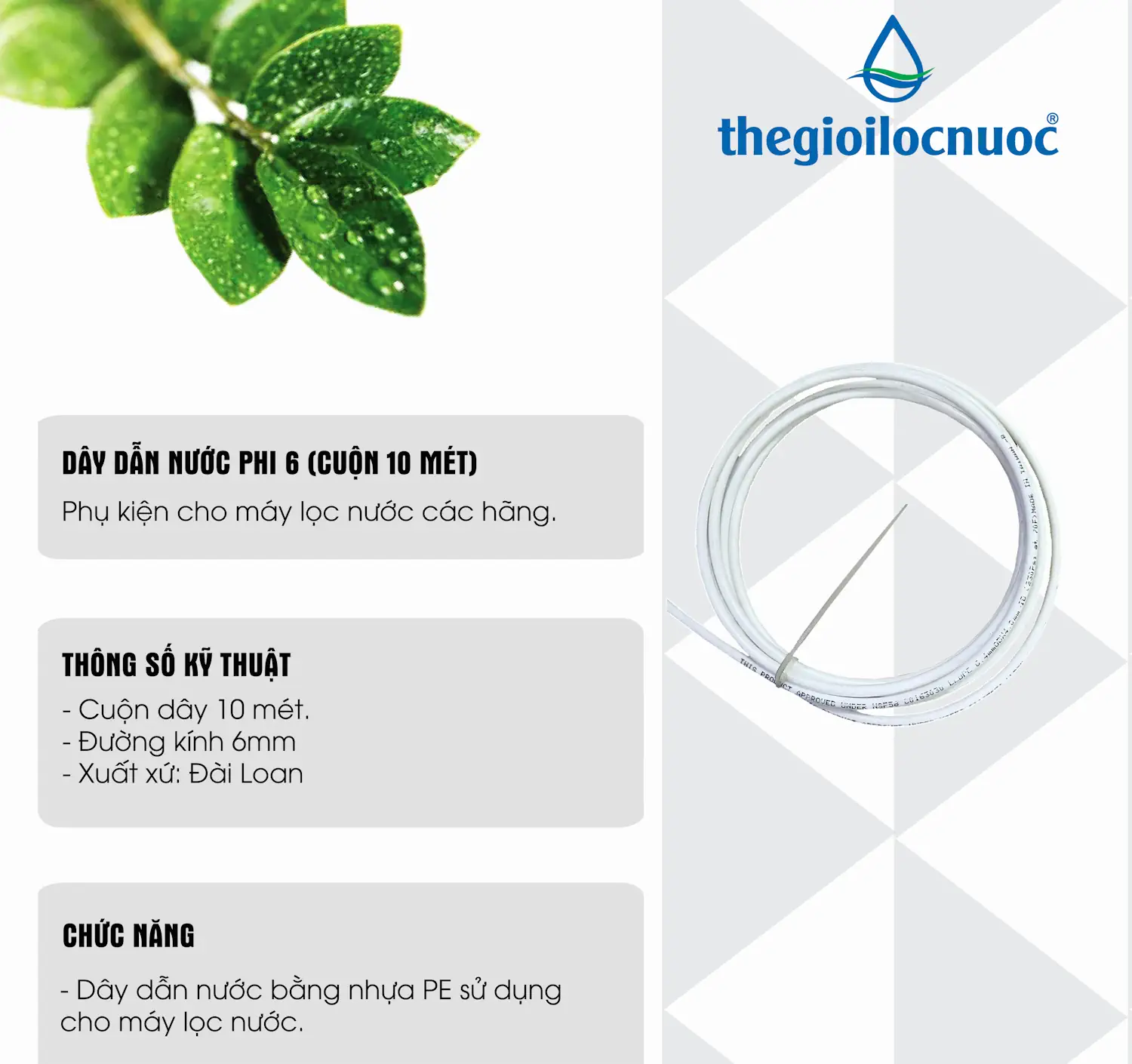 Dây Dẫn Nước Phi 6 (cuộn 10 Mét)
