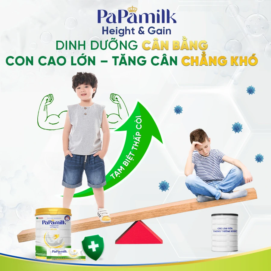 Sữa Tăng Cân Và Chiều Cao Cho Trẻ Papamilk Height & Gain Chứa Tổ Yến Và Sữa Non 24h - Vkaizen - 1shop.com.vn
