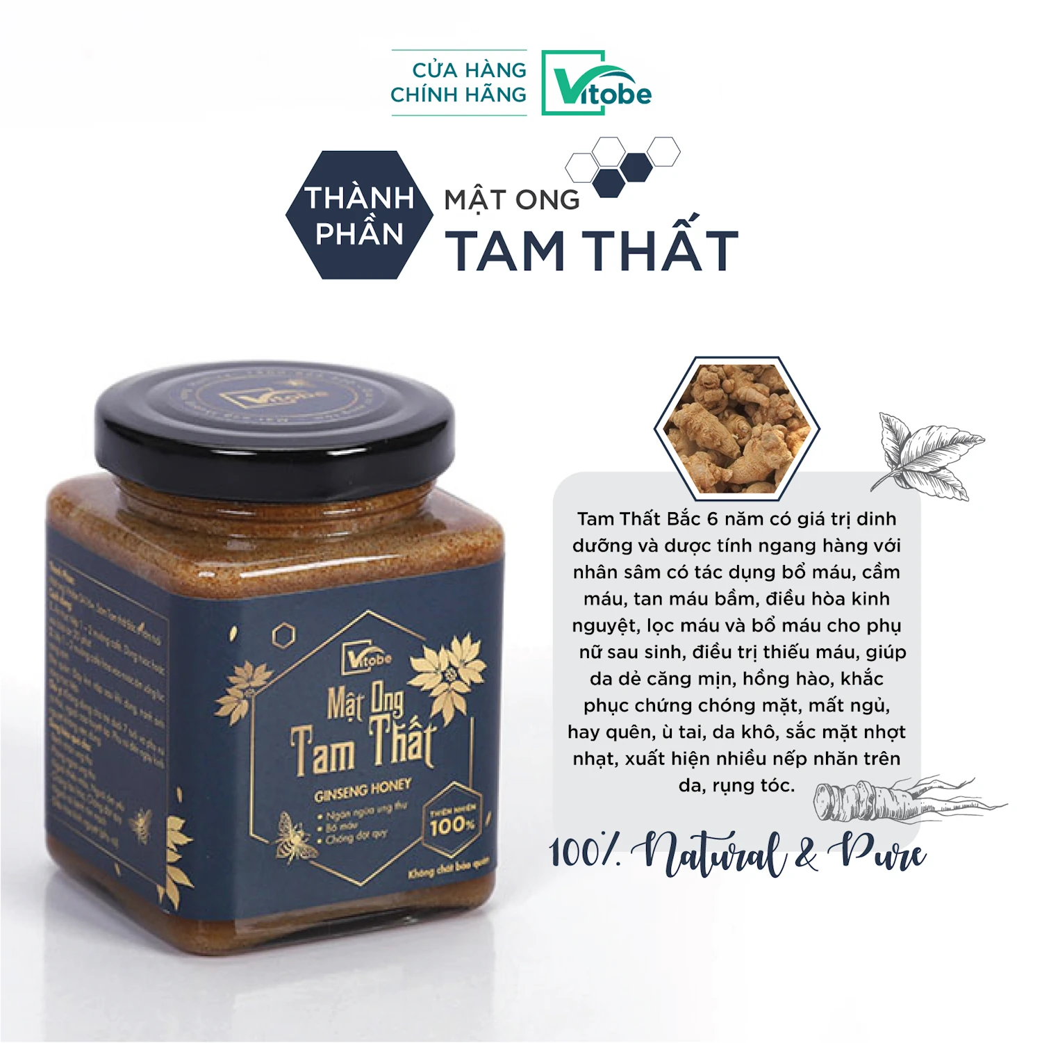 Thành Phần Mật Ong Tam Thất Bắc Vitobe - 1shop.com.vn