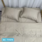 Combo Vỏ Mền Và Vỏ Gối Tencel 60s Mẫu Be Trơn - Tân Phát - 1Shop.com.vn