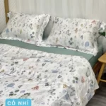 Combo Vỏ Mền Và Vỏ Gối Tencel 60s Mẫu Cỏ Nhí - Tân Phát - 1Shop.com.vn