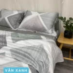 Combo Vỏ Mền Và Vỏ Gối Tencel 60s Mẫu Vân Xanh - Tân Phát - 1Shop.com.vn