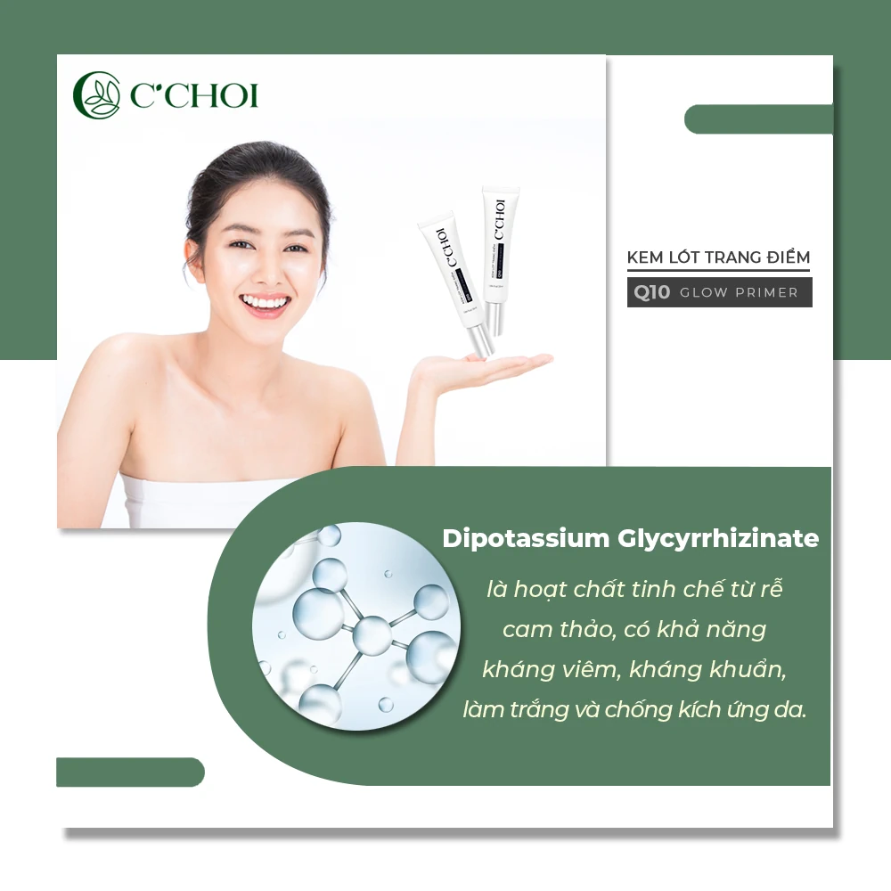 Dipotassium Glycyrrhizinate Trong Kem Lót Trang điểm C'choi - Q10 Glow Primer - Punar - 1shop.com.vn