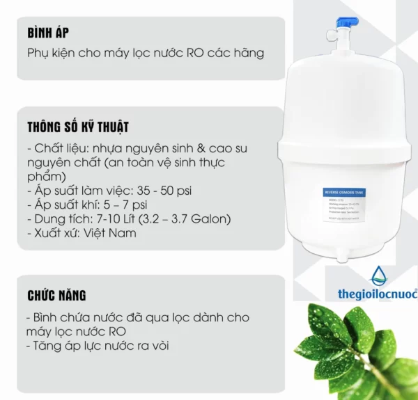 Thông Số Kỹ Thuật Bình áp Nhựa Kèm Van Euromade - 1Shop.com.vn