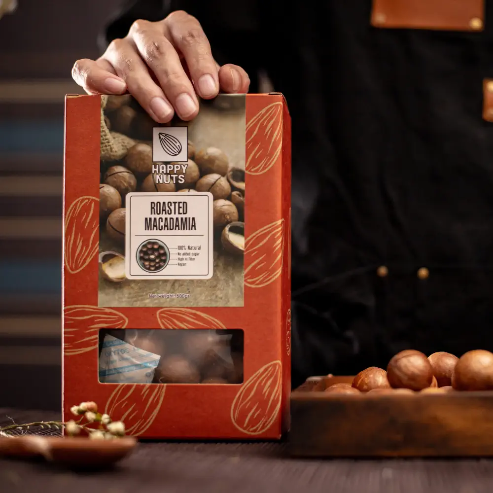 Hạt Macca Úc Rang Nứt Vỏ Happy Nuts 500g - 1shop.com.vn