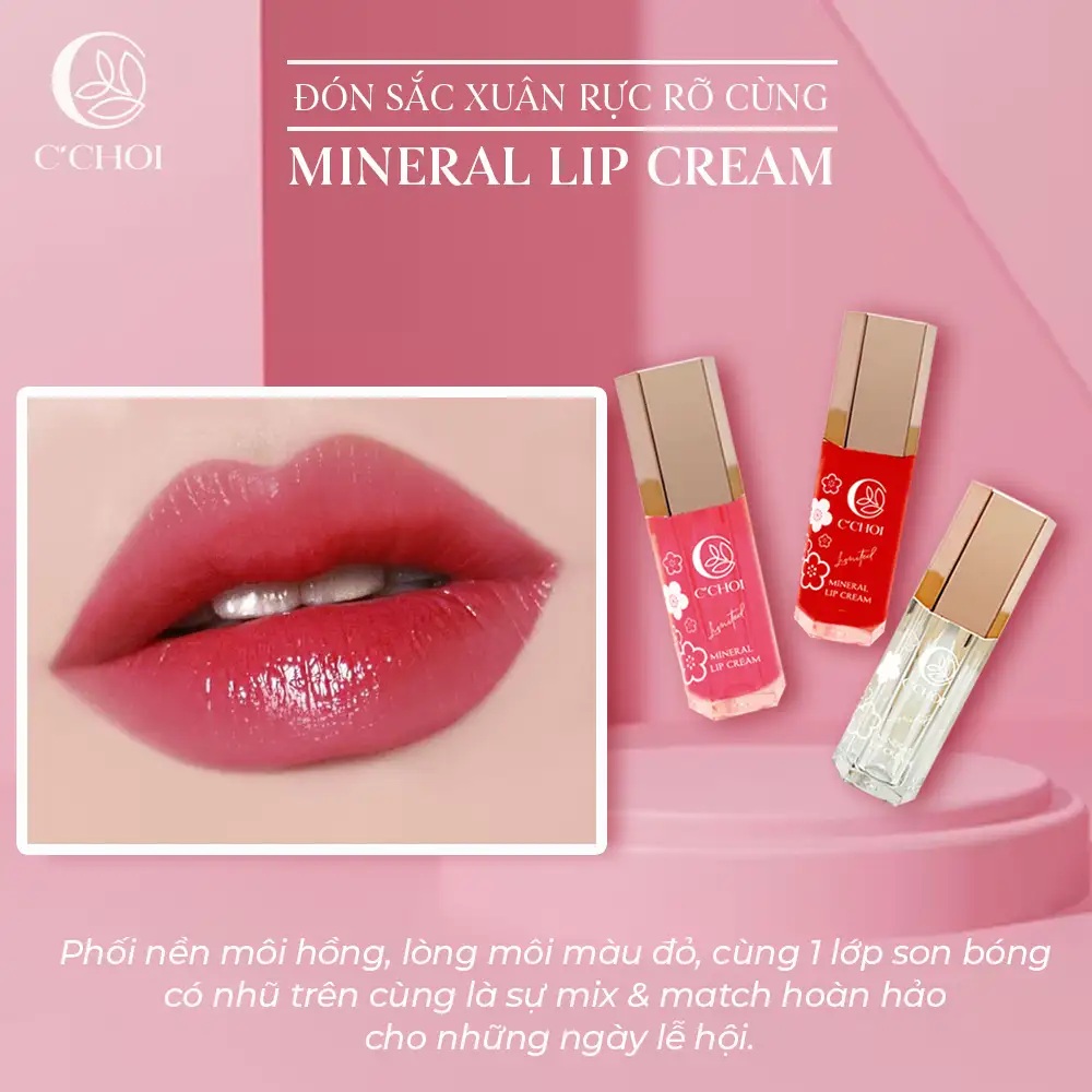 Son Kem Khoáng C'choi (phiên Bản Giới Hạn) – Mineral Lip Cream – Limited 2024 - Hộp Quà Tết 2024 3 Thỏi Son