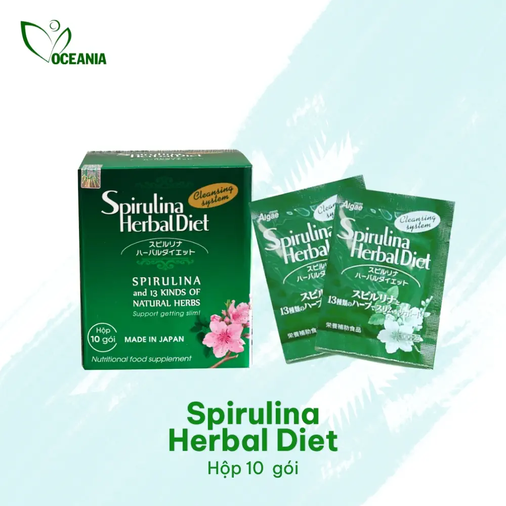 Tảo Spirulina Herbal Diet Hộp 10 Gói - 1Shop.com.vn