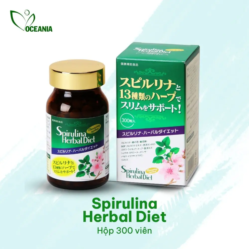 Tảo Spirulina Herbal Diet Hộp 300 Viên - 1Shop.com.vn
