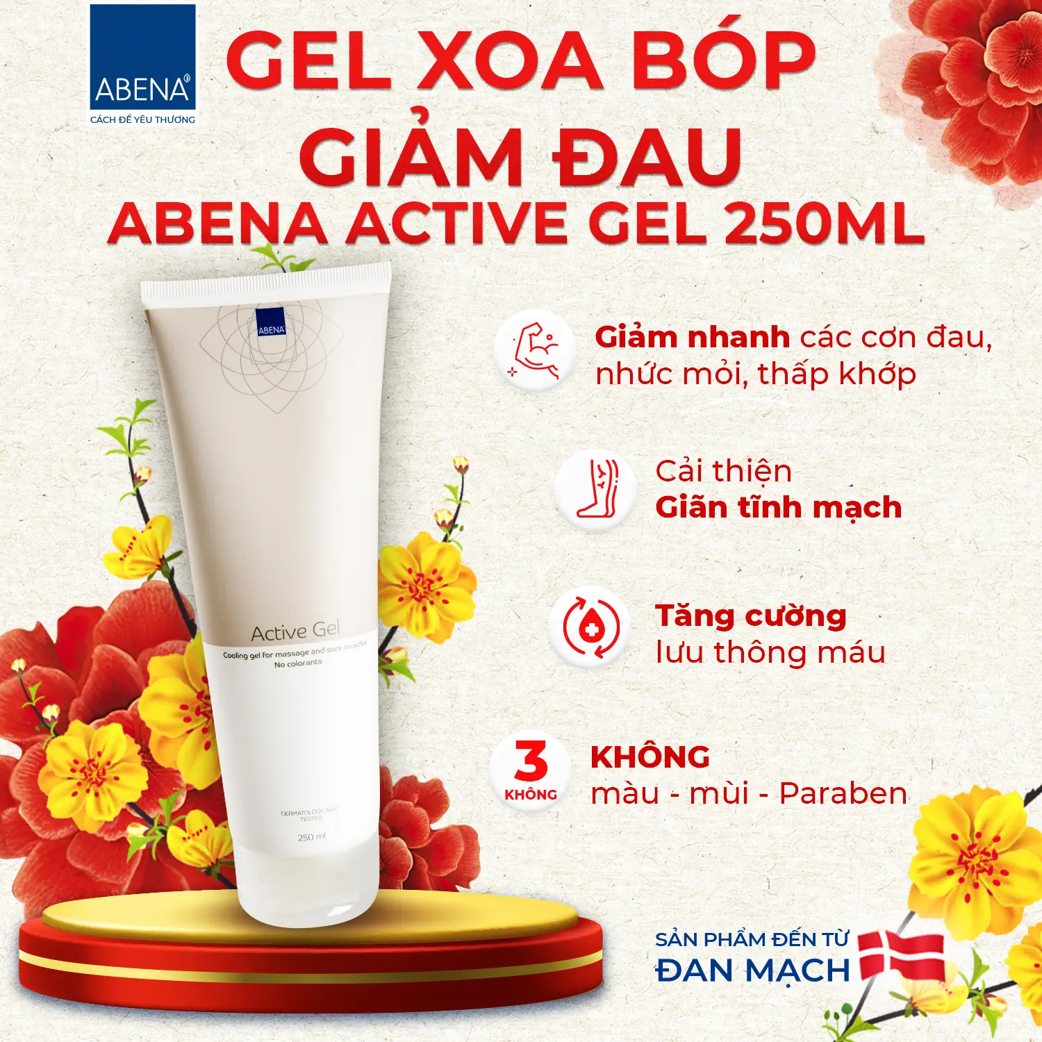 Gel Xoa Bóp Giảm đau Abena Activ Gel - Combo Tết Phú Quý - Quà Như Ý - Bộ Quà Tết 2024 Abena - 1shop.com.vn
