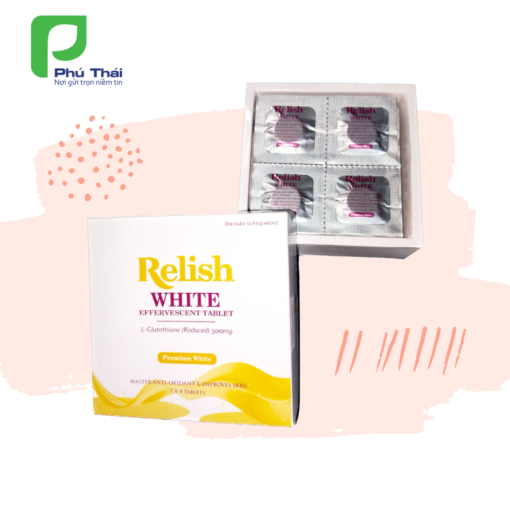 Relish White - Phú Thái - cung cấp 500mg Glutathione mỗi viên sủi - 1shop.com.vn