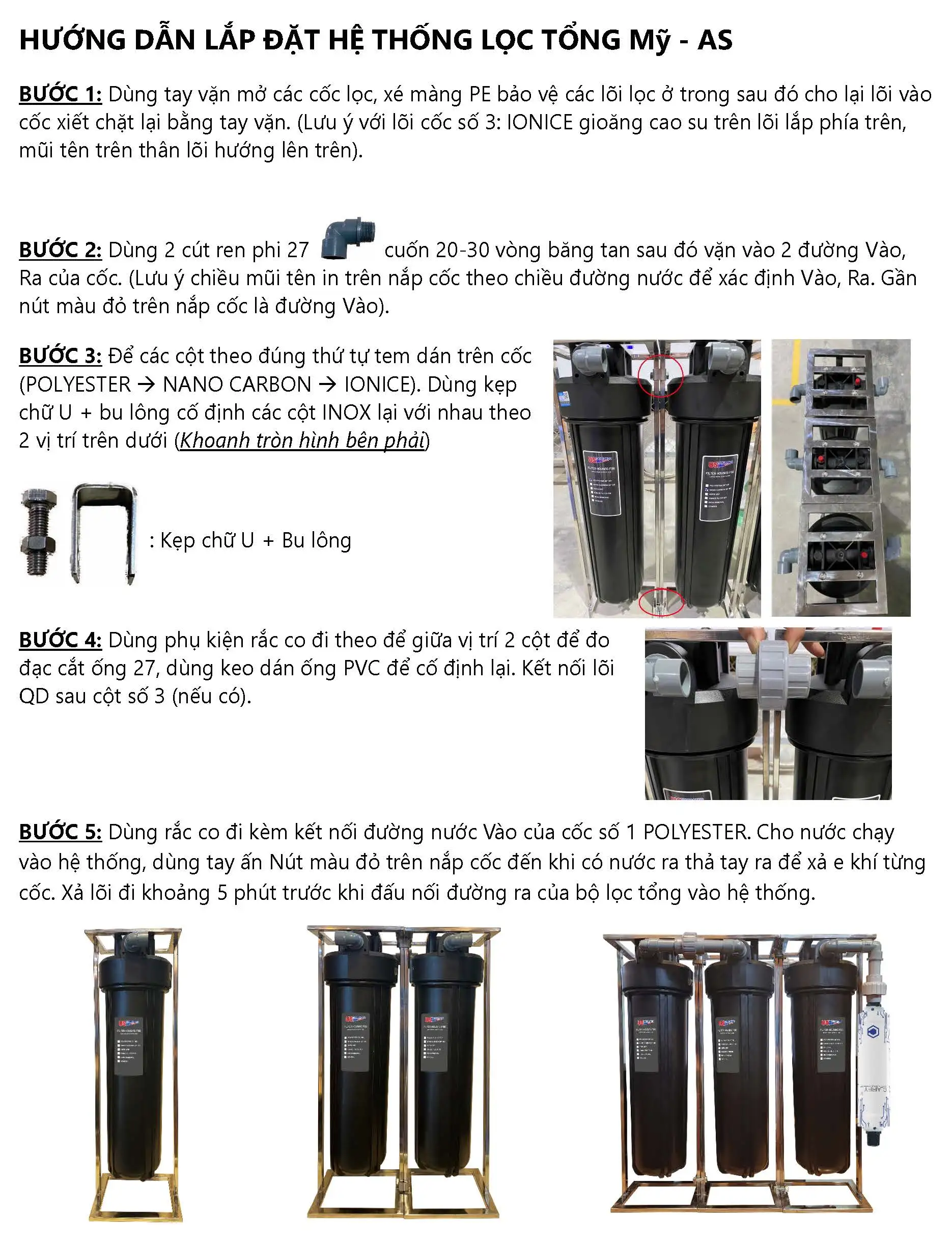 Huong Dan Lap Dạt Bộ Lọc Tổng Ustopwater, Model Clo-as