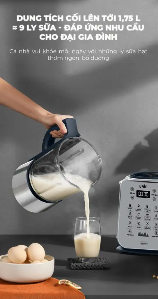 Dung Tích 1,75 Lít - Máy Làm Sữa Hạt Unie V9s Pro
